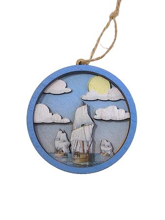 JAMESTOWN SETTLEMENT 3 SHIPS LAYERED WOOD ORNAMENT