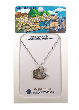 JAMESTOWN SETTLEMENT SHIP SILVER NECKLACE